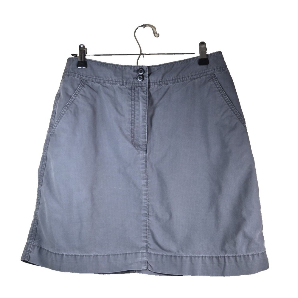 LL Bean Womens Size 12 Slate Grey 100% Cotton Skirt 4 Pockets Preppy Casual